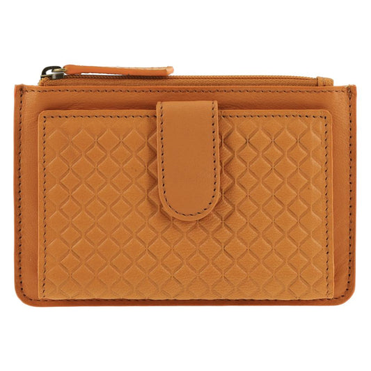 Image of Wallets & Money Clips. Productname: Pierre Cardin leather Diamond Pattern Emboss Zip Purse Wallet in Tan colour by brand - Pierre Cardin