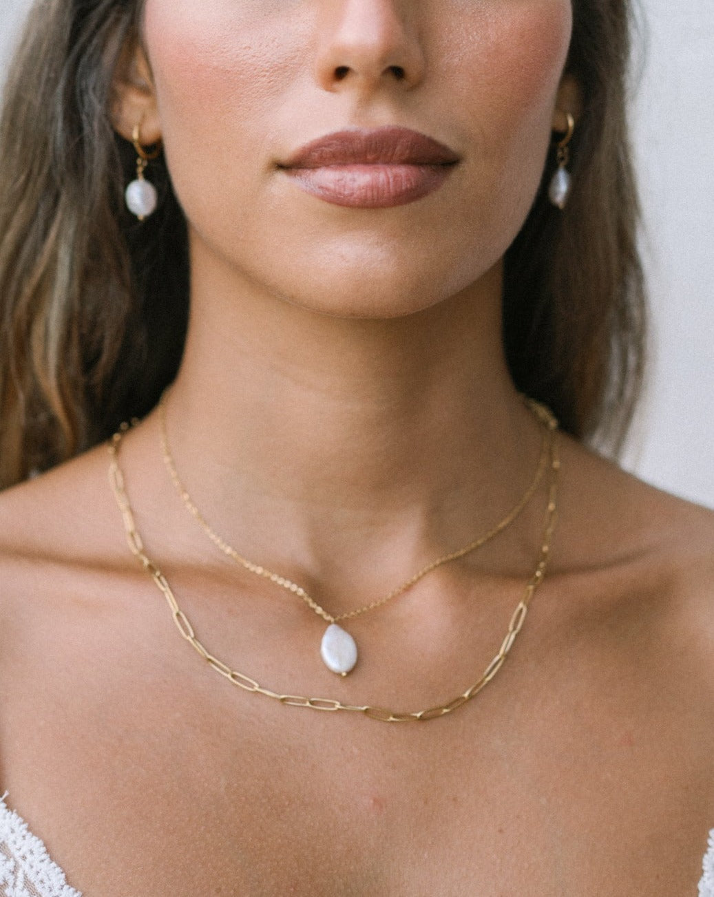 Image of Accessories. Product name - Perrie Pearl Gold Layered Chain Necklace in Red colour by brand - Heychic