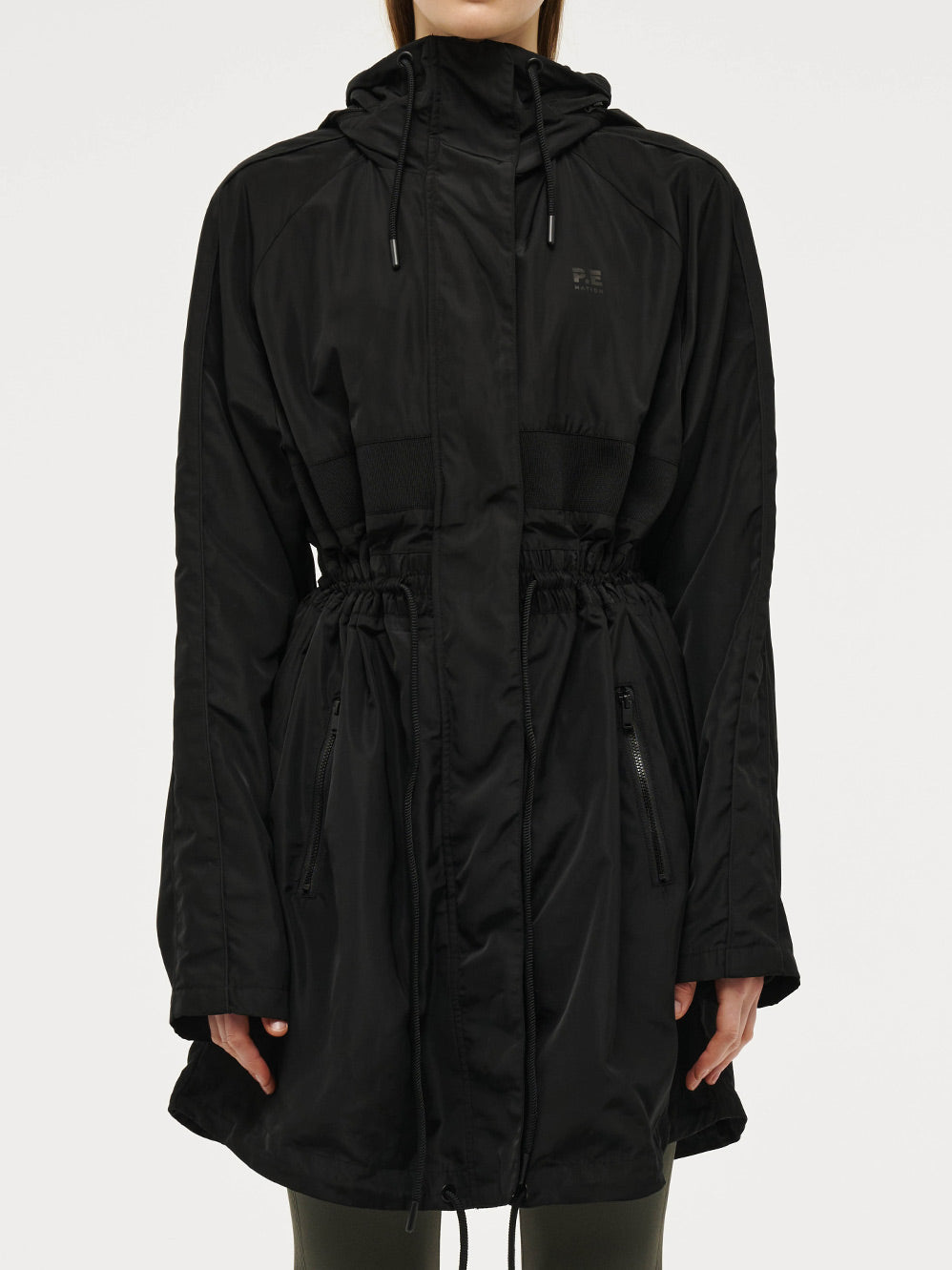 Image of Coats & Jackets. Productname: P.E NATION MID LENGTH MAN DOWN in Black colour by brand - P.E Nation