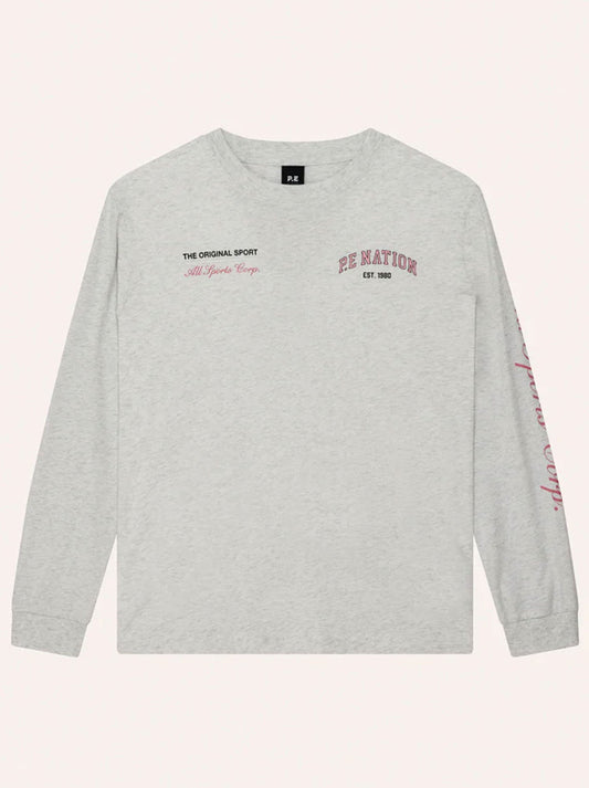 P.E NATION BASE LONG SLEEVE TEE (Grey Marle)