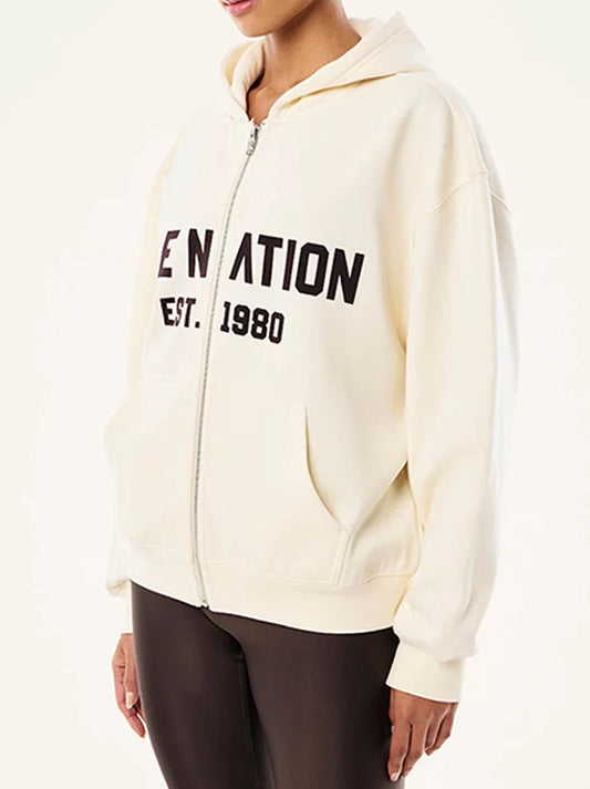 P.E NATION PHANTOM ZIP-THRU HOODIE (Whisper White)