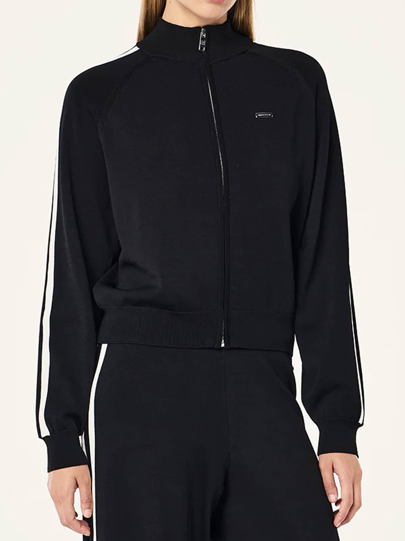 Image of Coats & Jackets. Product name - P.E NATION RETREAT KNIT JACKET in Black White colour by brand - P.E Nation