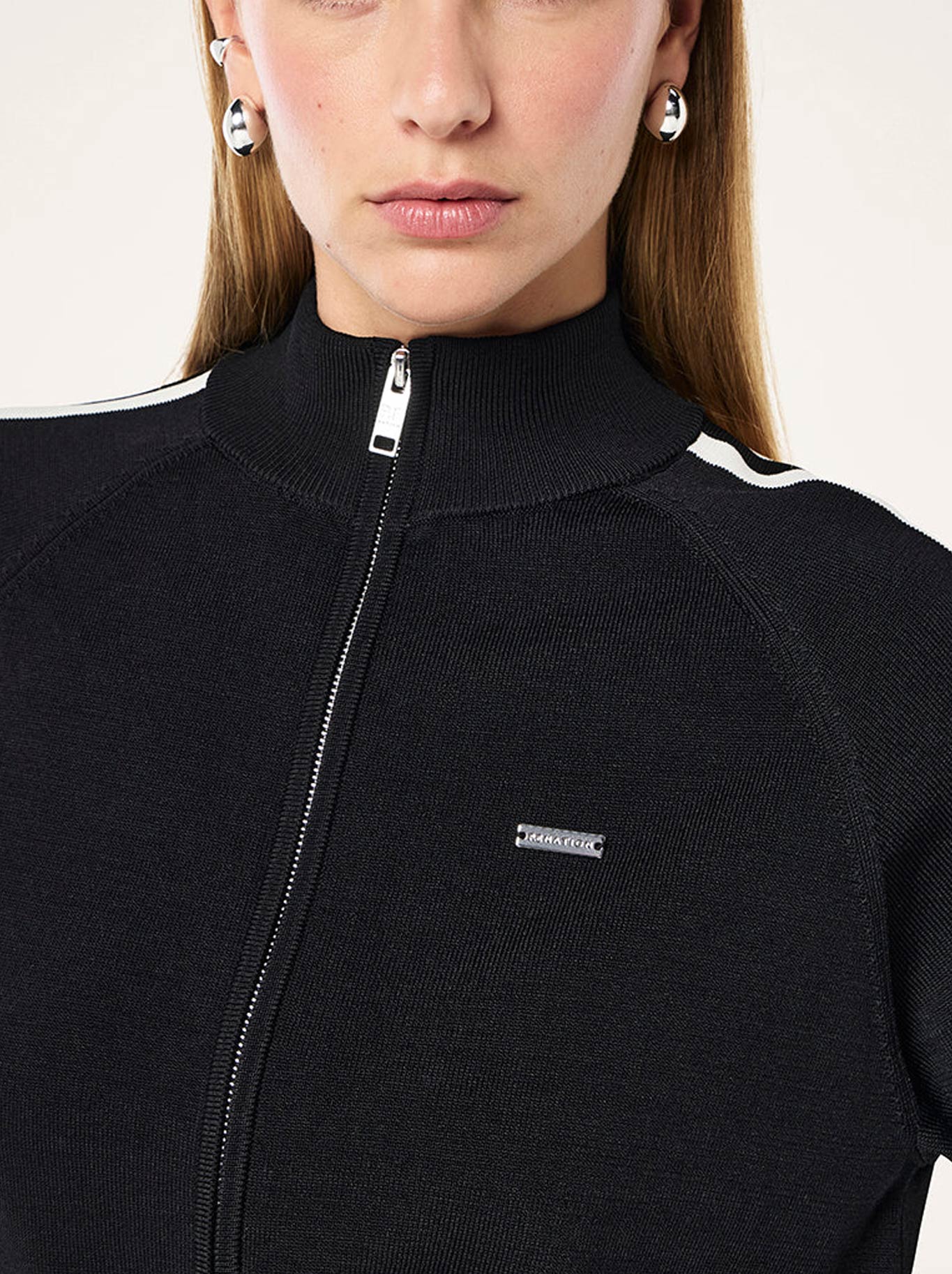P.E NATION RETREAT KNIT JACKET (Black White)