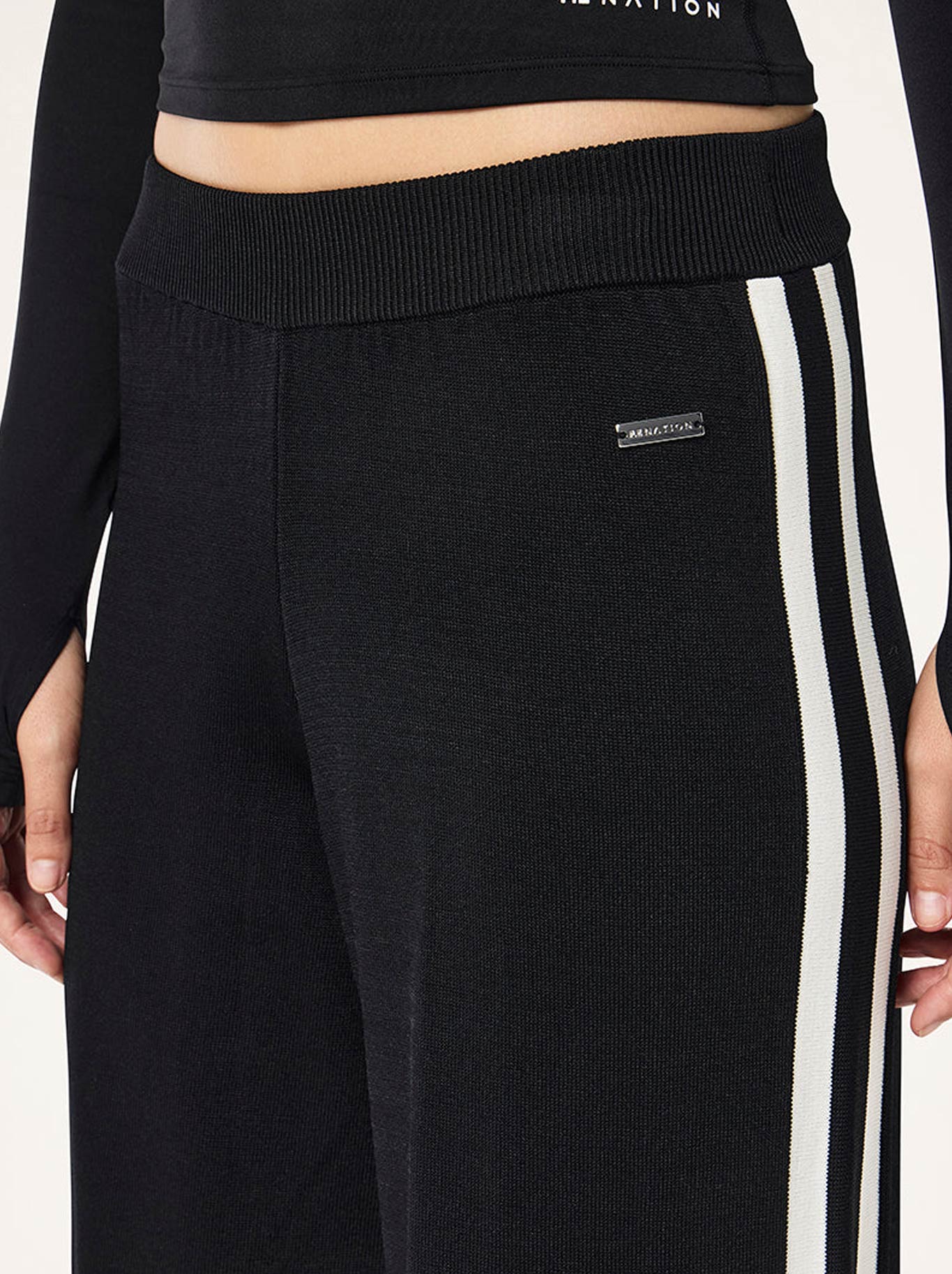 P.E NATION RETREAT KNIT PANT (Black/Whisper White)
