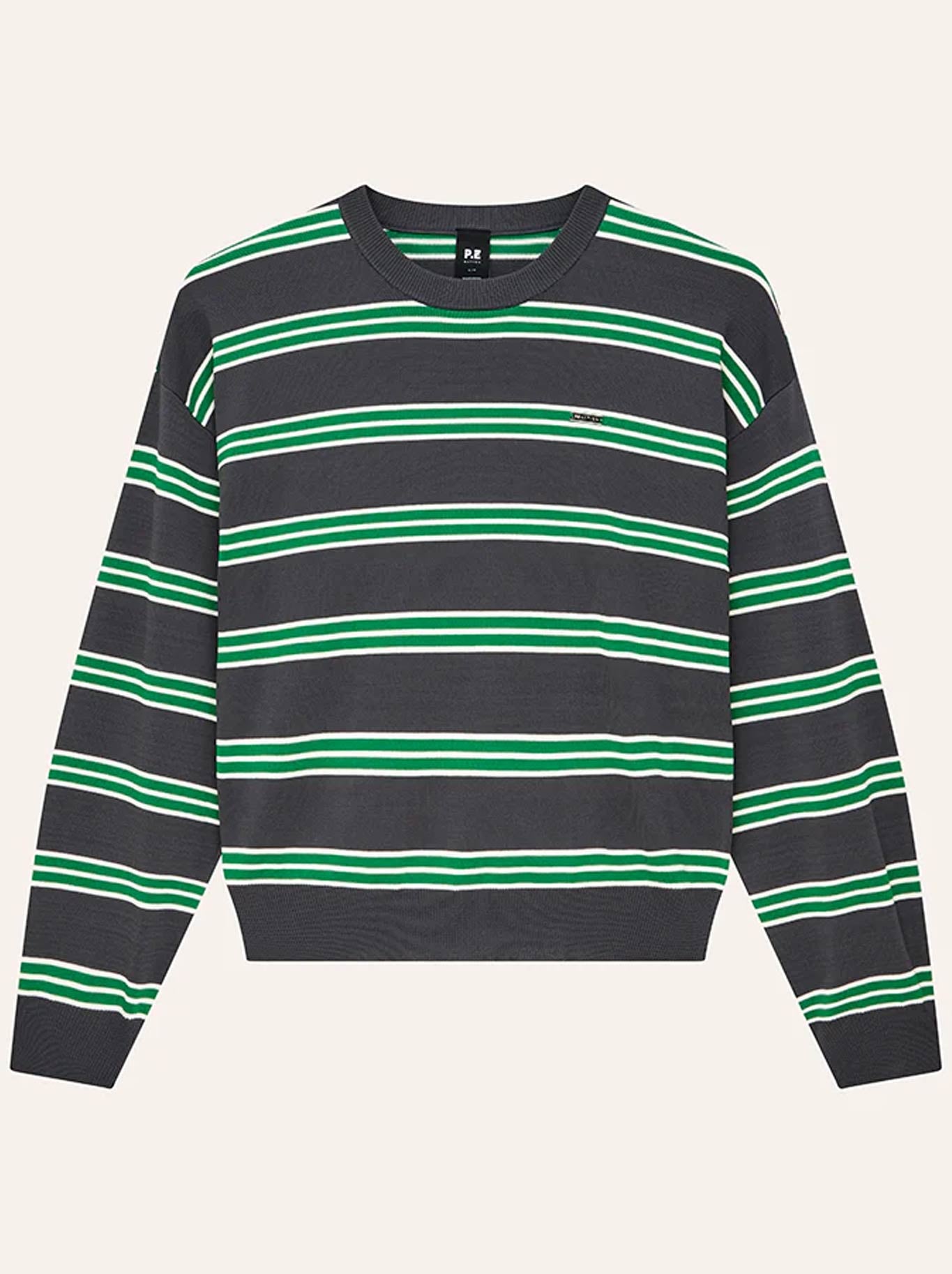 P.E NATION RETREAT STRIPE SWEATER (Iron Stripe)