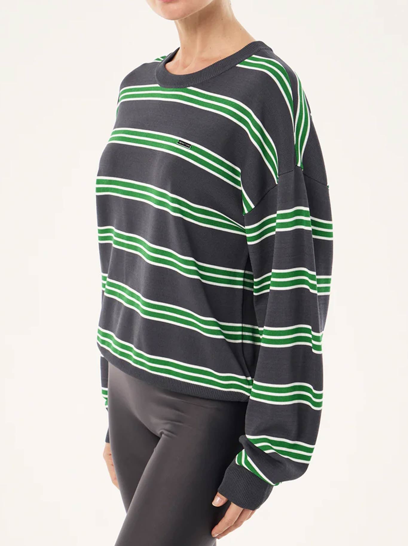 P.E NATION RETREAT STRIPE SWEATER (Iron Stripe)