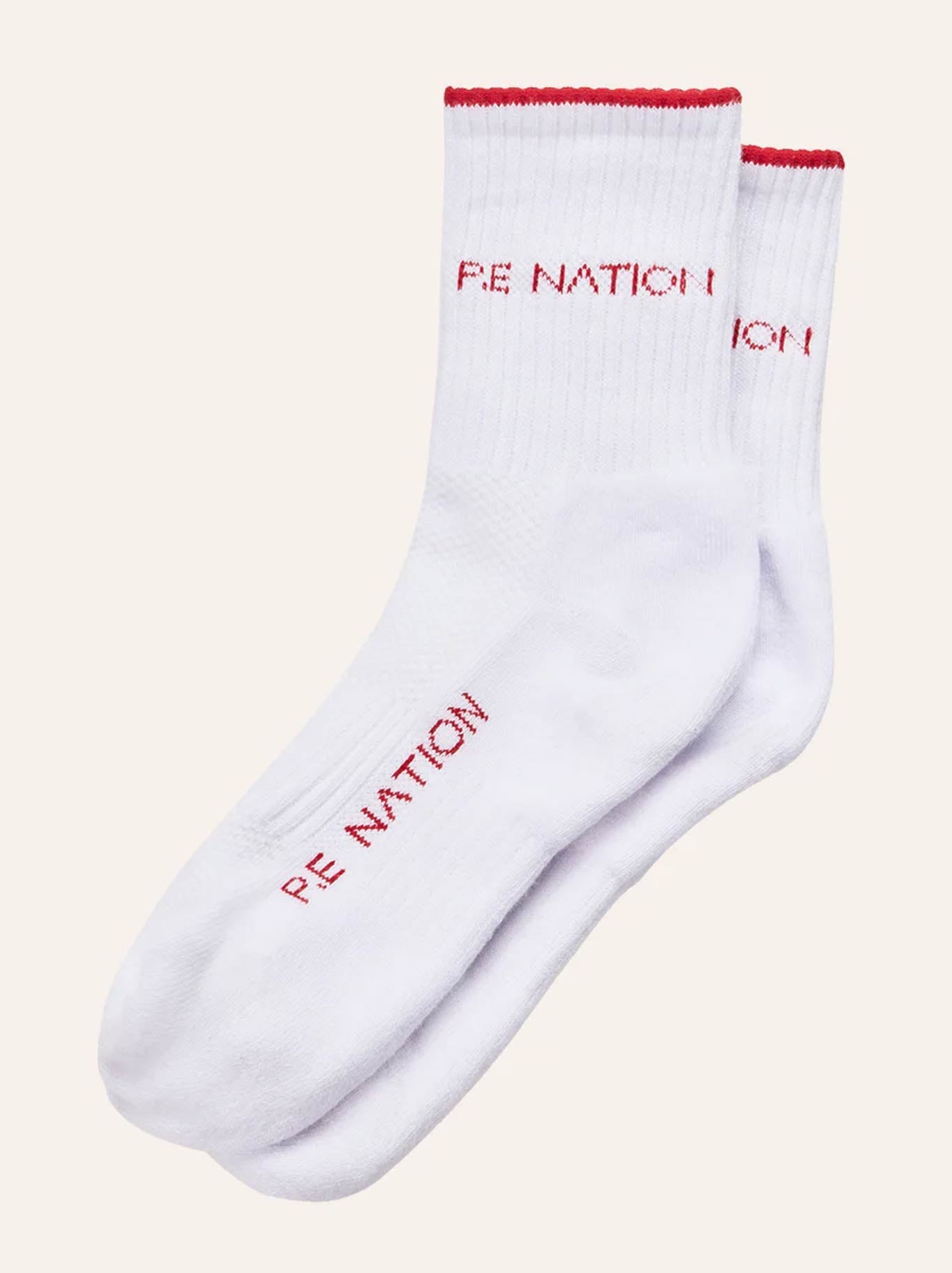 Image of Accessories. Product name - P.E NATION VITA SOCK in White/College Red colour by brand - P.E Nation