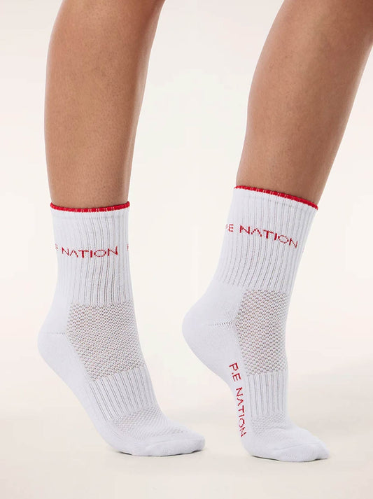 P.E NATION VITA SOCK (White/College Red)