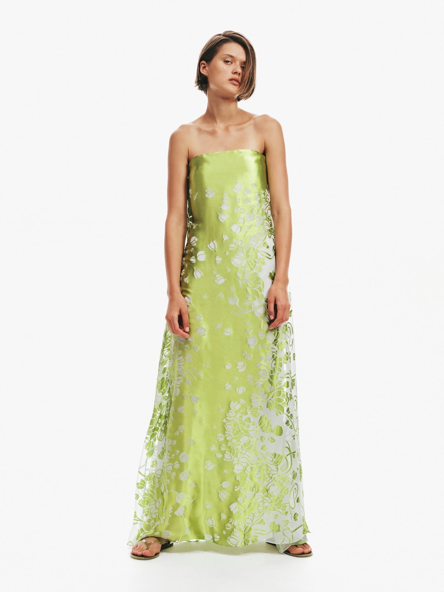 Image of Dresses. Productname: Christopher Esber Burnout Strapless Dress in Green colour by brand - Christopher Esber
