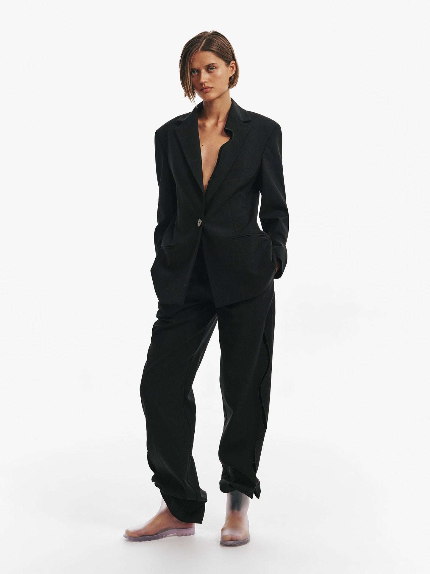Christopher Esber Bitten Wool Blazer (Black)
