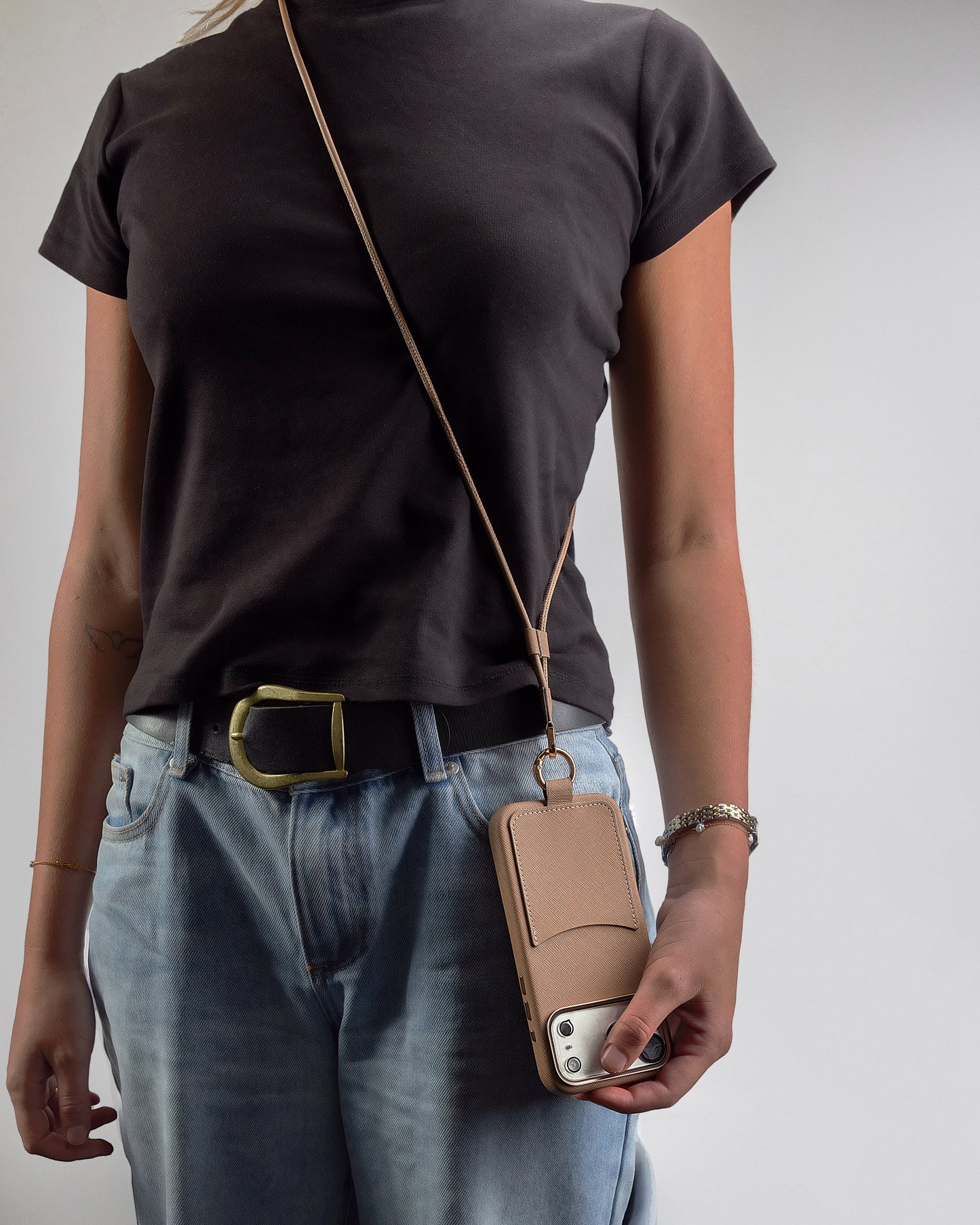 GROUP48 iPhone 17 Pro Max Case with Crossbody Strap (Latte)
