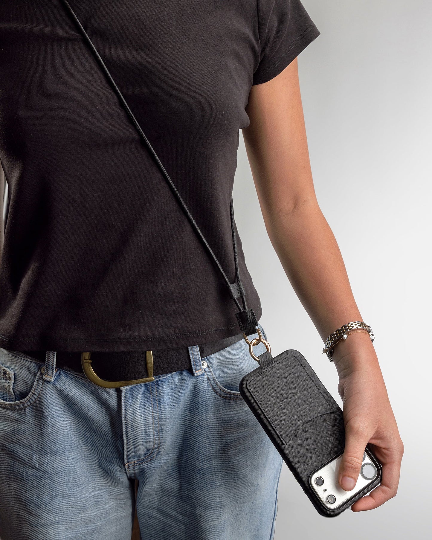 GROUP48 iPhone 17 Pro Case with Crossbody Strap (Black)
