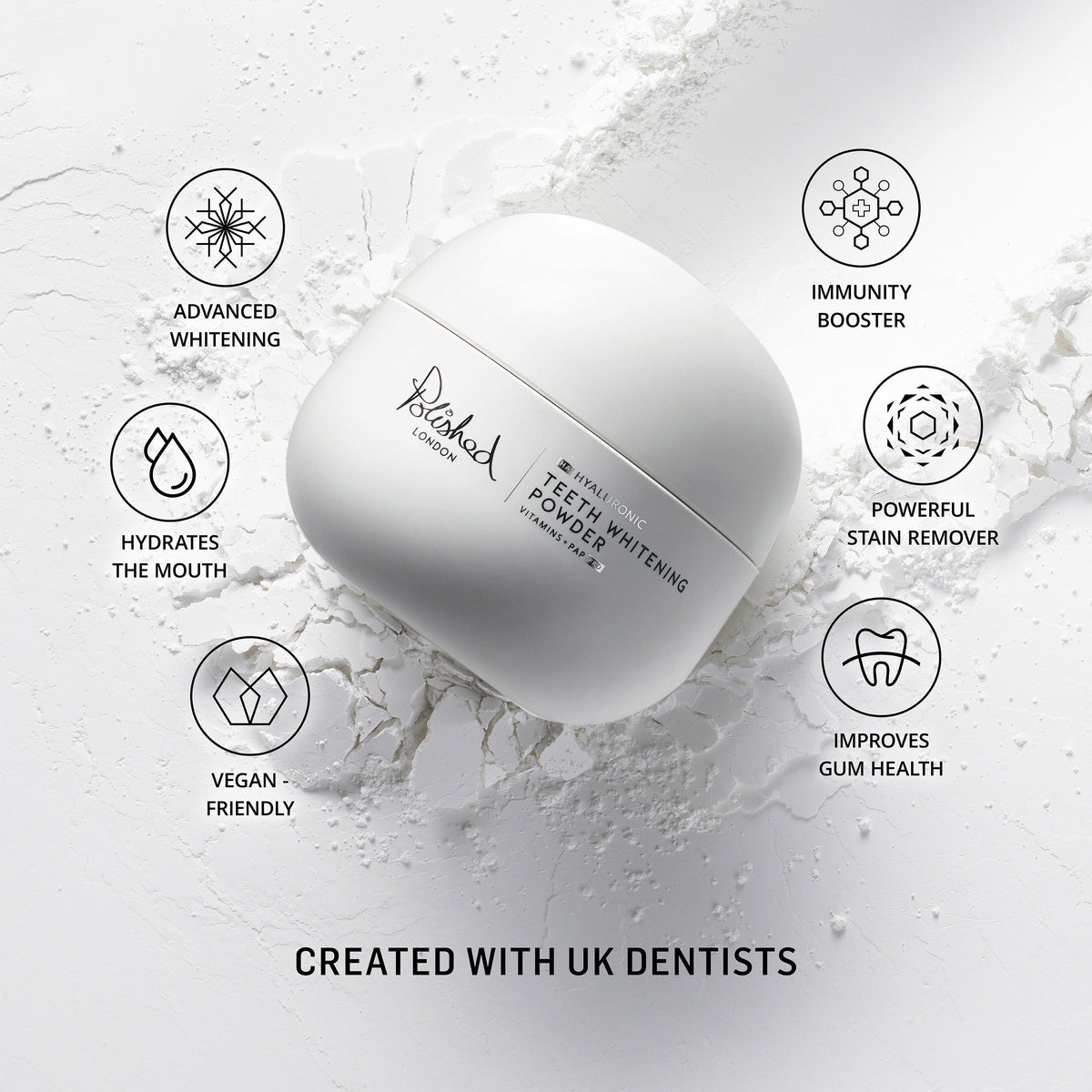 Polished London Teeth Whitening Powder & Prebiotic Toothpaste Coconut Bundle