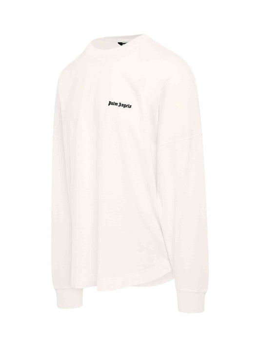PALM ANGELS Embroidered Logo Long-sleeves T-Shirt (White)