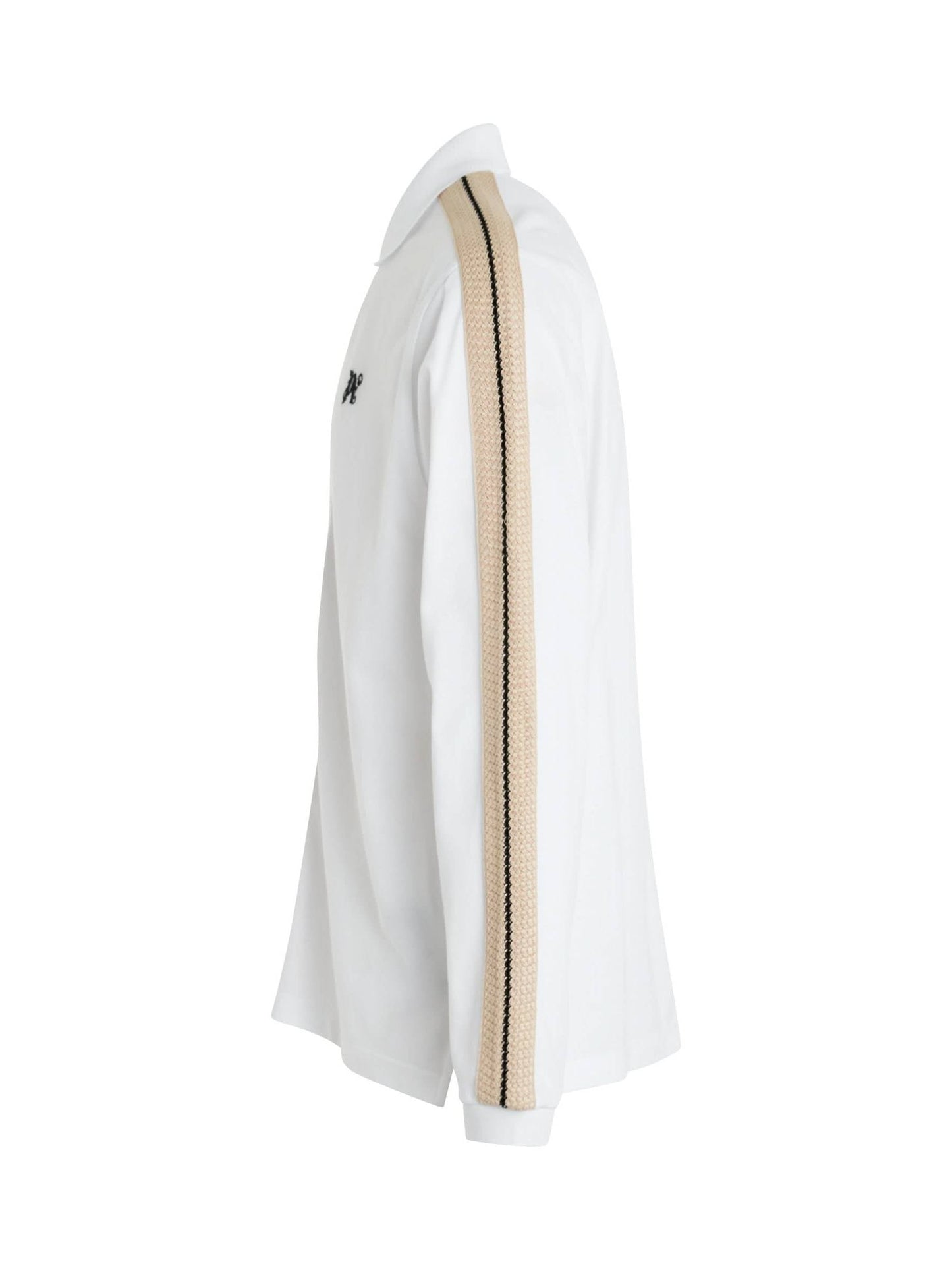 PALM ANGELS Monogram Track Long Sleeve Polo (White)