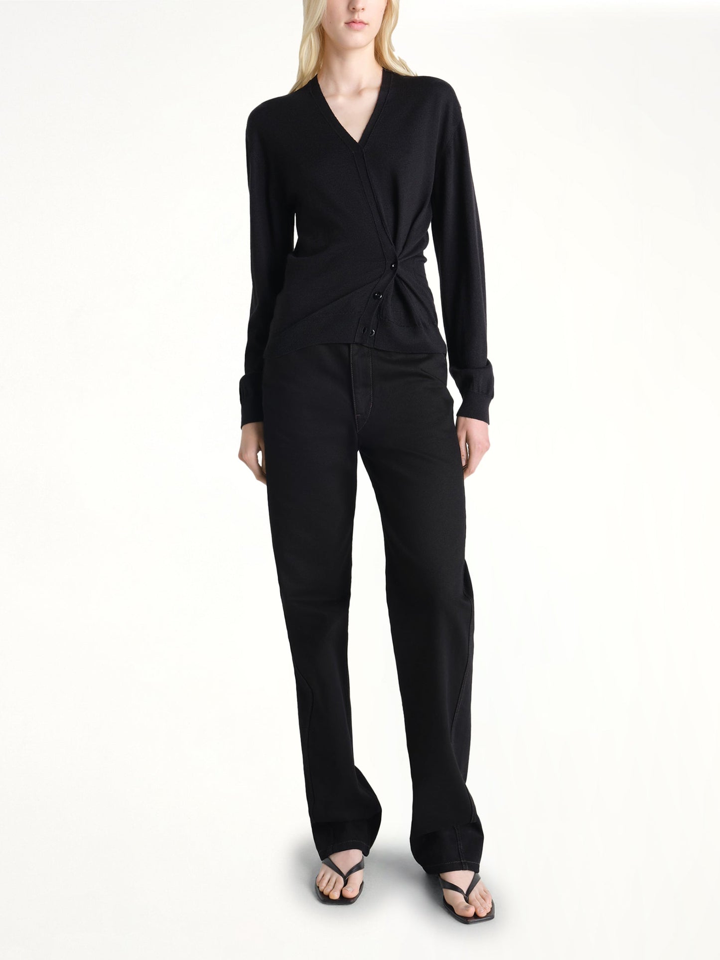 LEMAIRE Twisted V Neck Jumper (Black)