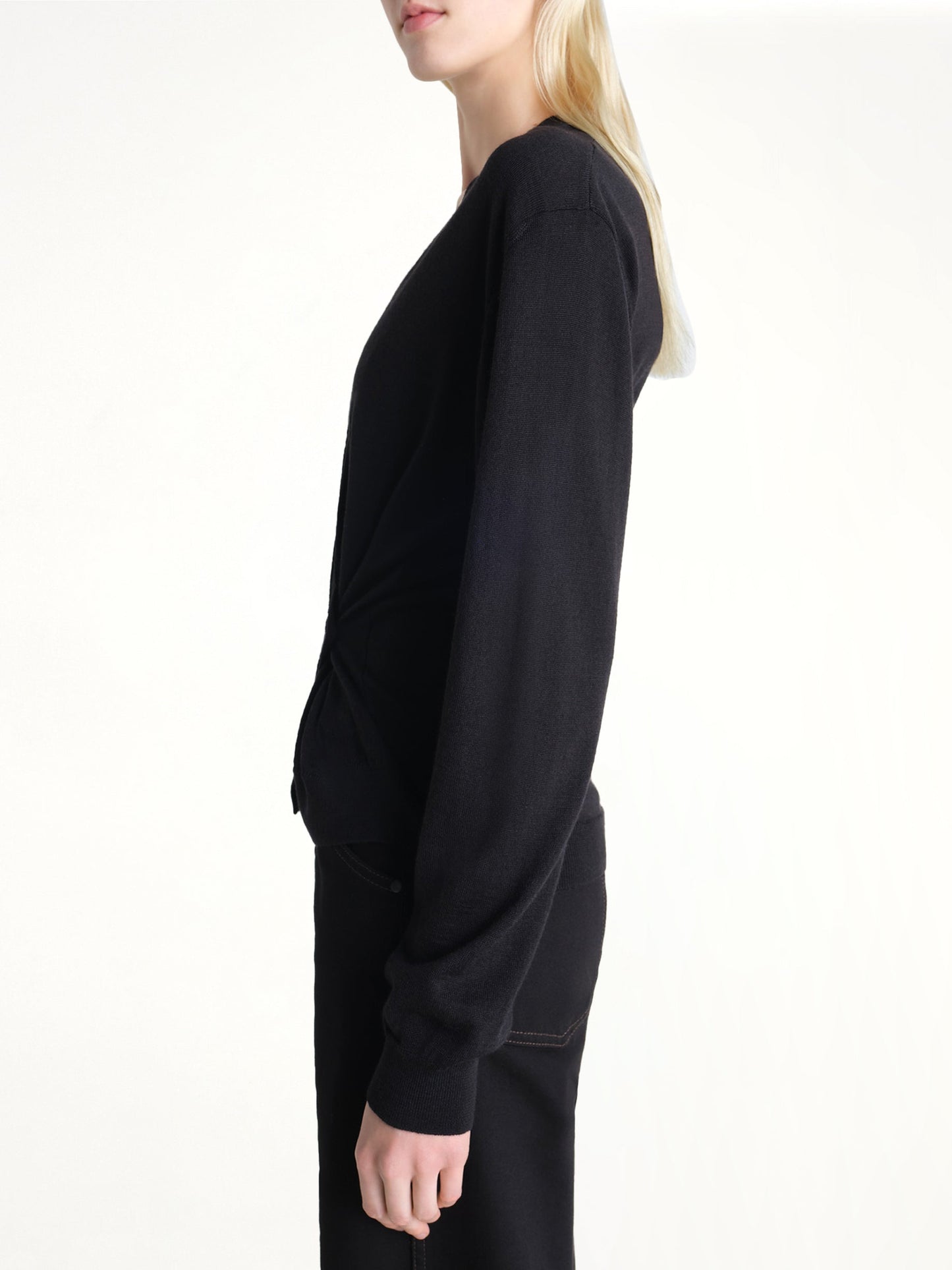 LEMAIRE Twisted V Neck Jumper (Black)