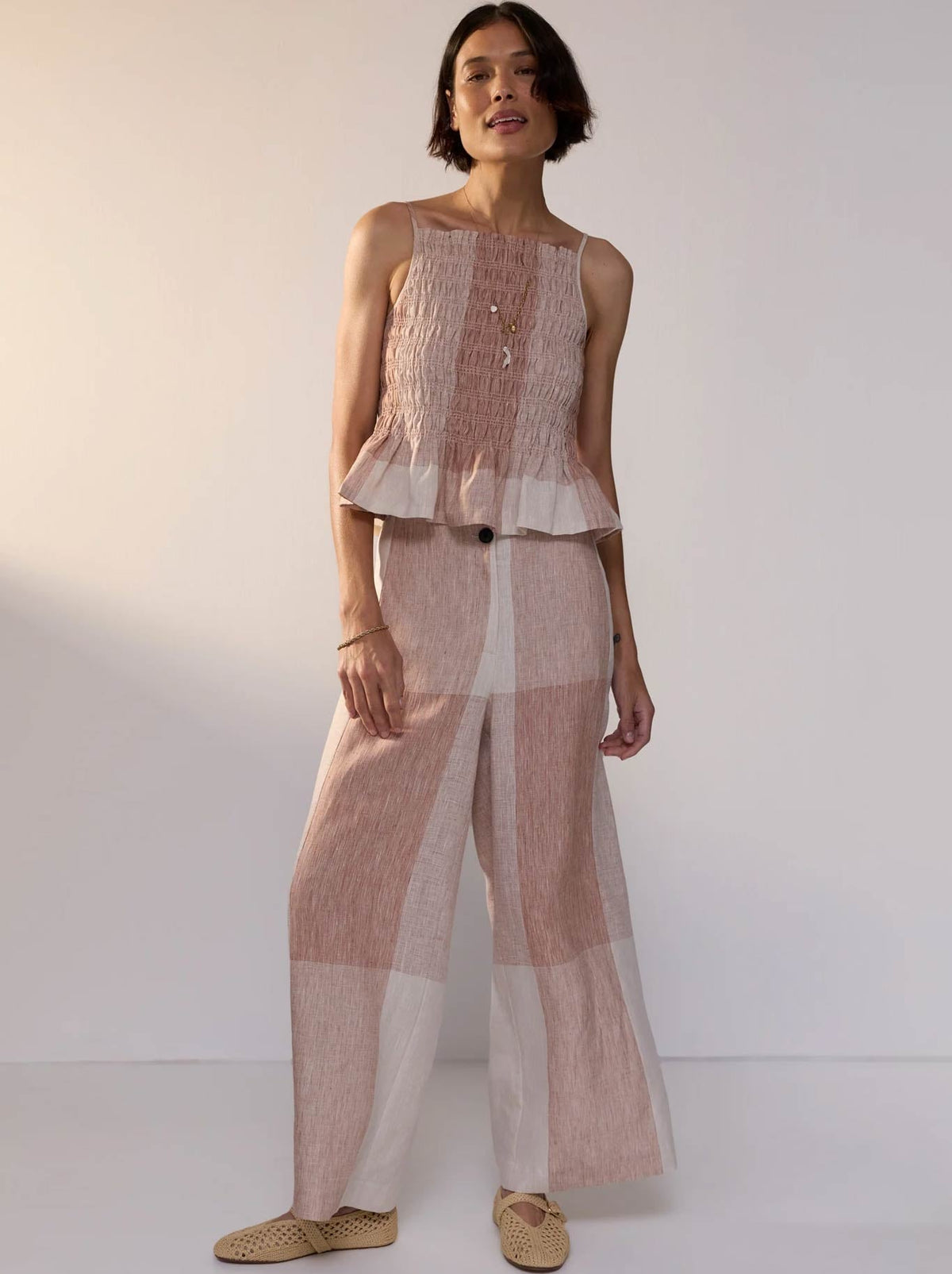 POL NIXIE PANT (Toffee Gingham)