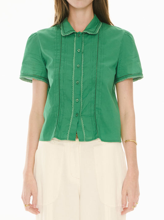 Image of Shirts. Productname: POL NOVA TUCKED SHIRT in Green colour by brand - Pol
