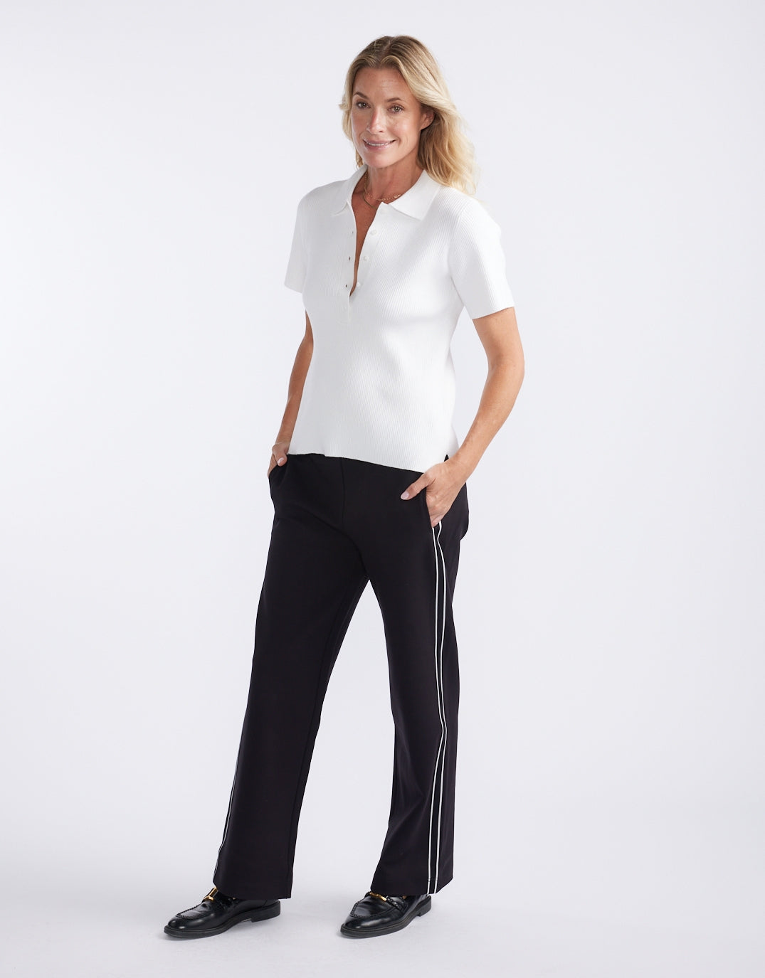 White & Co. Timeless Straight Leg Ponte Pant (French Tape)