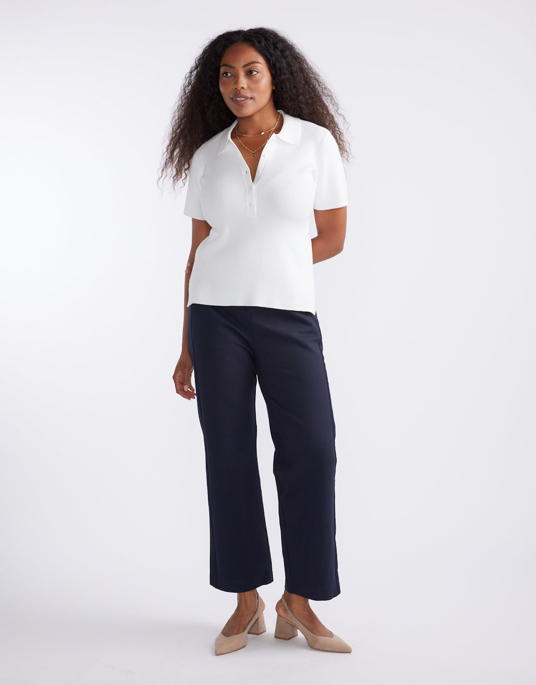 White & Co. Timeless Straight Leg Ponte Pant Navy/Navy (French Navy/Navy)