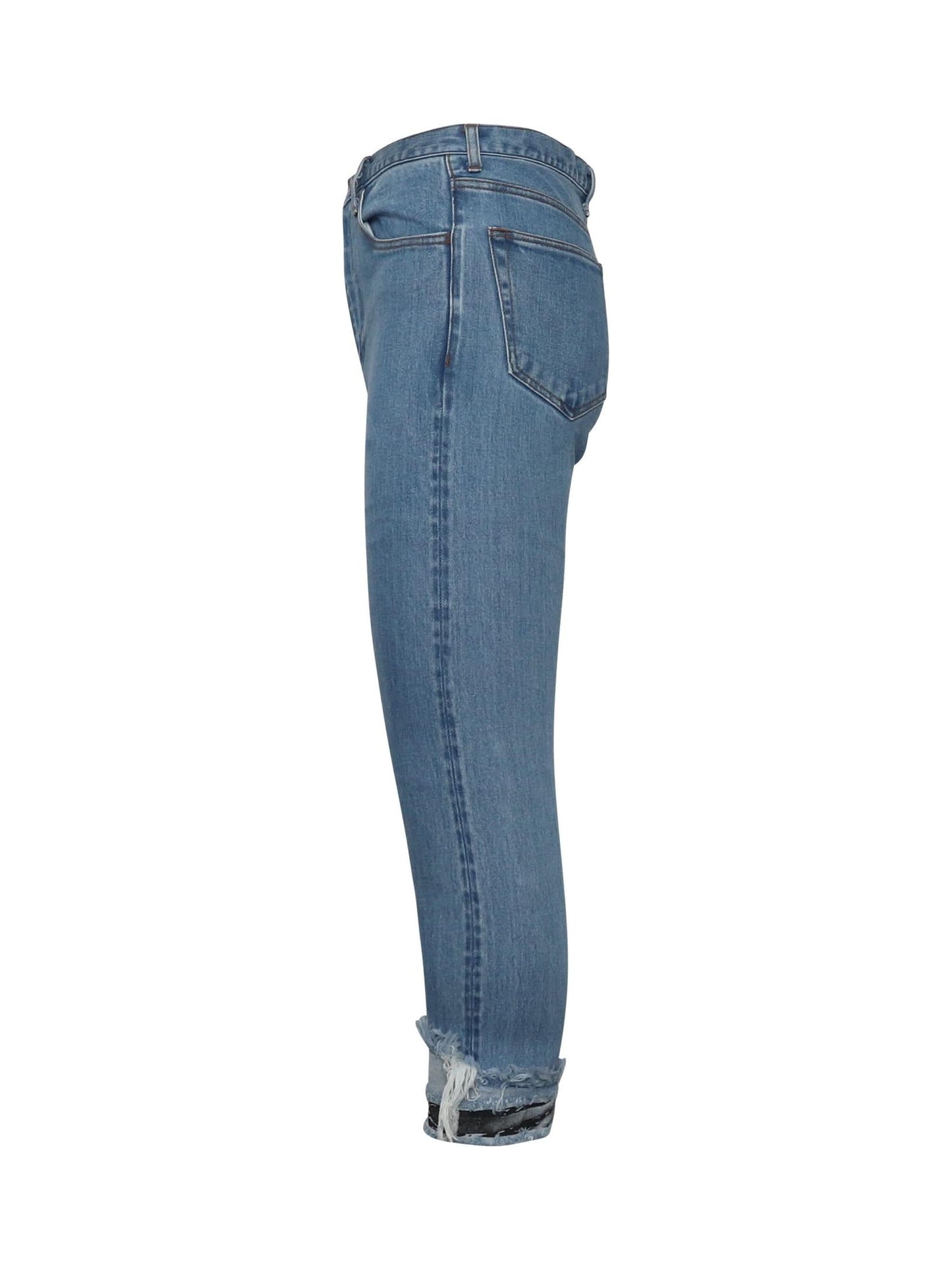 FACETASM Cropped Print Denim Pants (Blue)