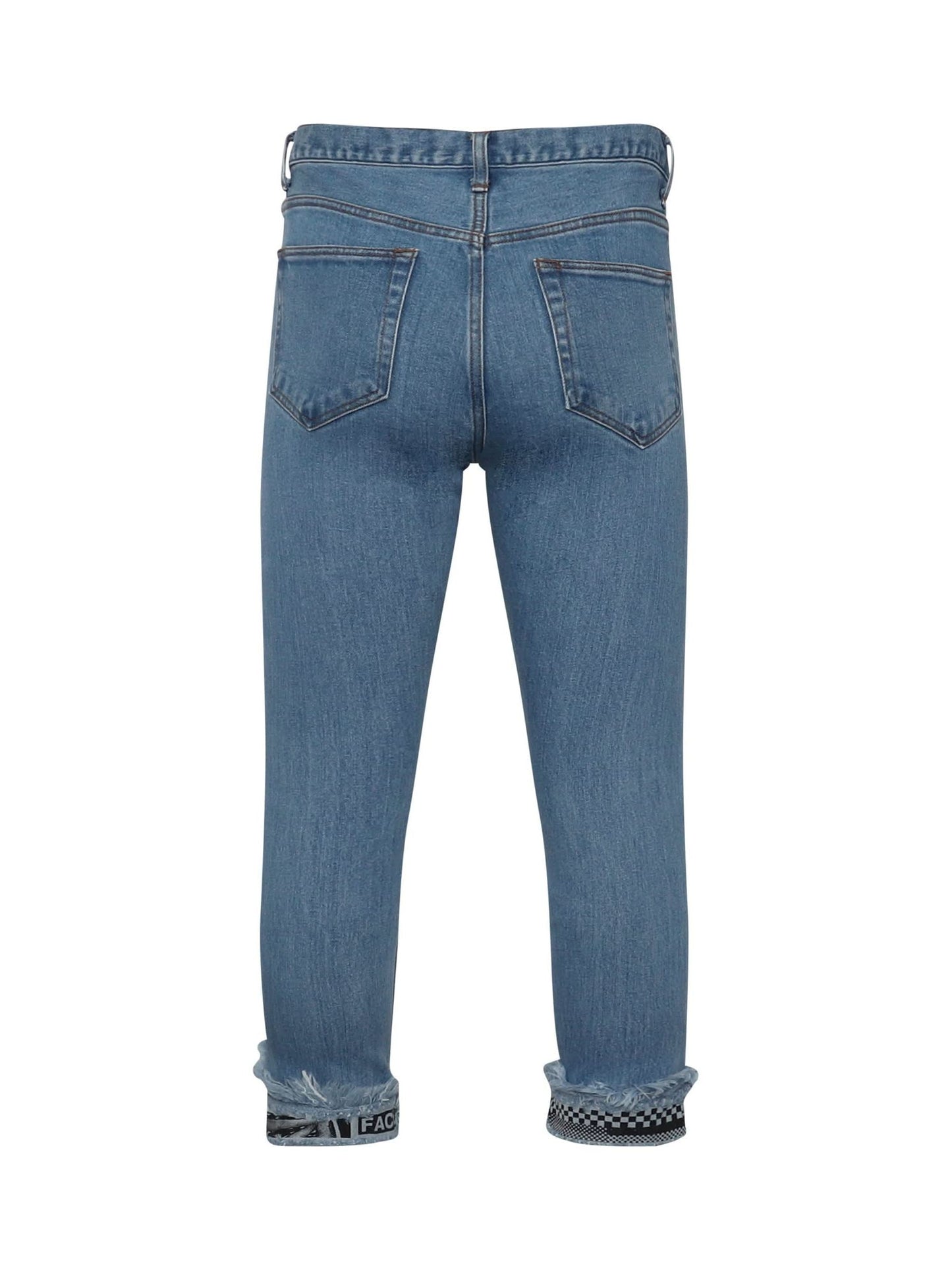 FACETASM Cropped Print Denim Pants (Blue)