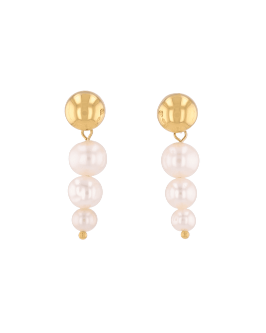 Image of Earrings. Product name - Palma Gold Pearl Earrings in colour by brand - LAVANA