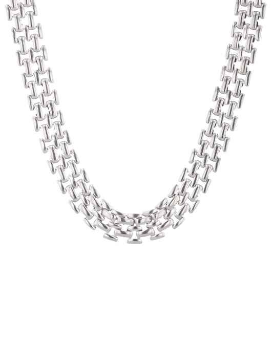 Image of Necklaces. Product name - Panther Link Silver Chain Necklace in colour by brand - LAVANA