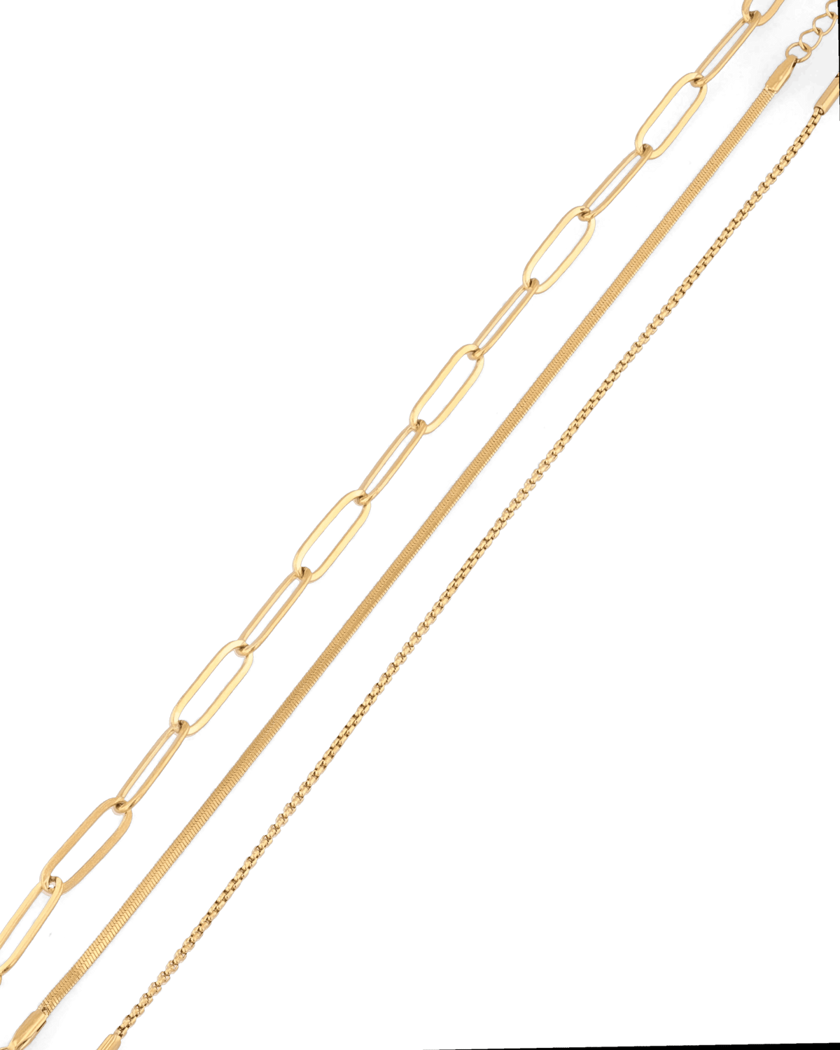 LAVANA Paperclip Trinity Gold Bracelet Set