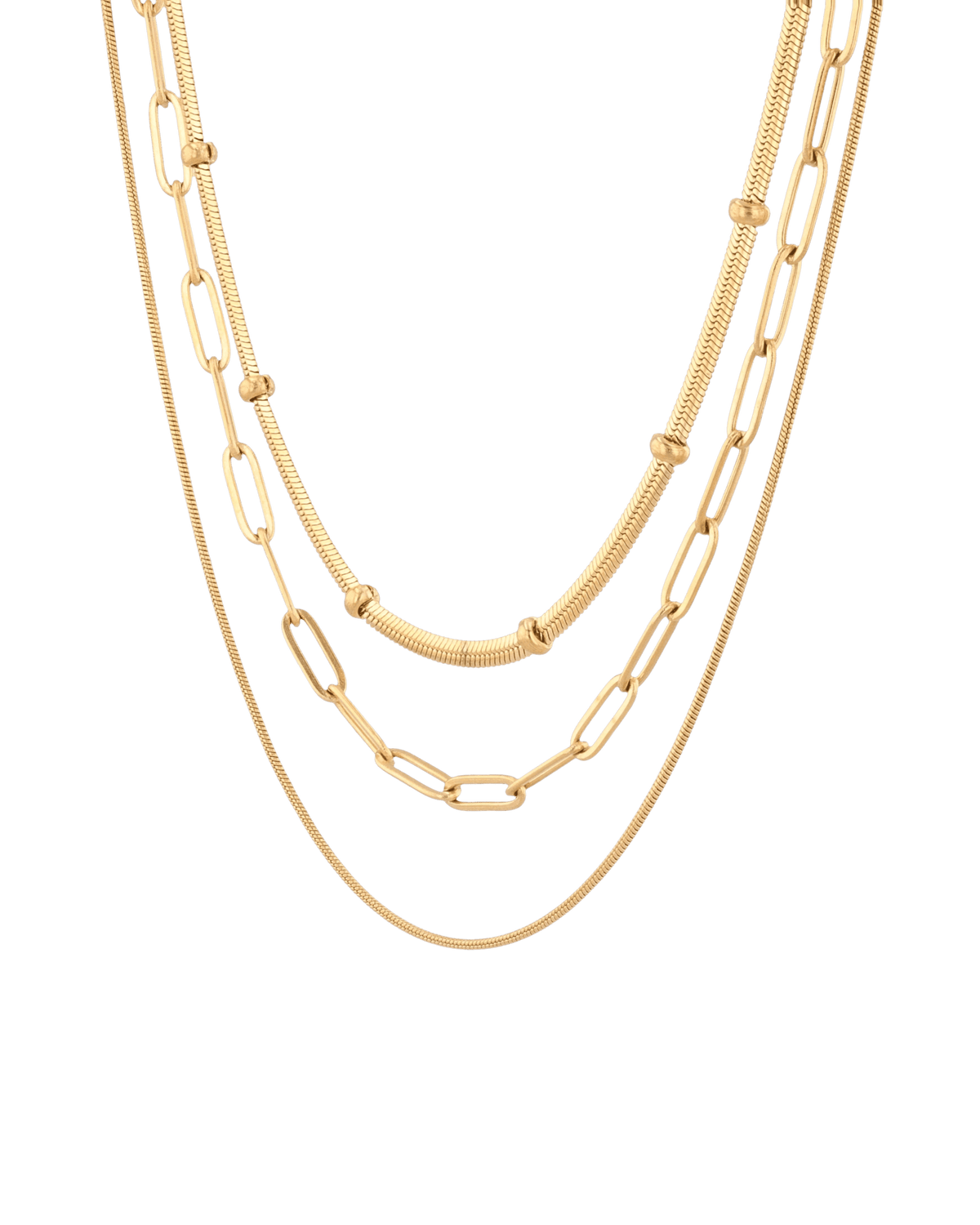 LAVANA Paperclip Trinity Gold Chain Necklace Set