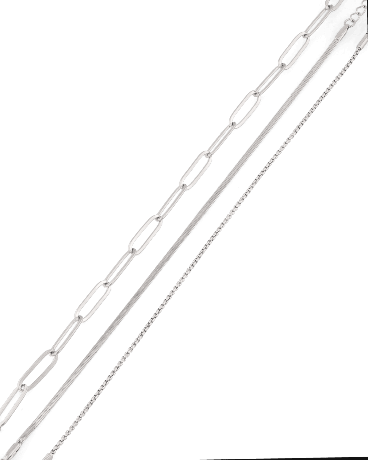 LAVANA Paperclip Trinity Silver Bracelet Set