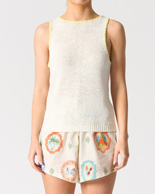 Image of a model wearing Tops. Productname: Walnut Melbourne Pasadena tank in White colour by brand - Walnut Melbourne