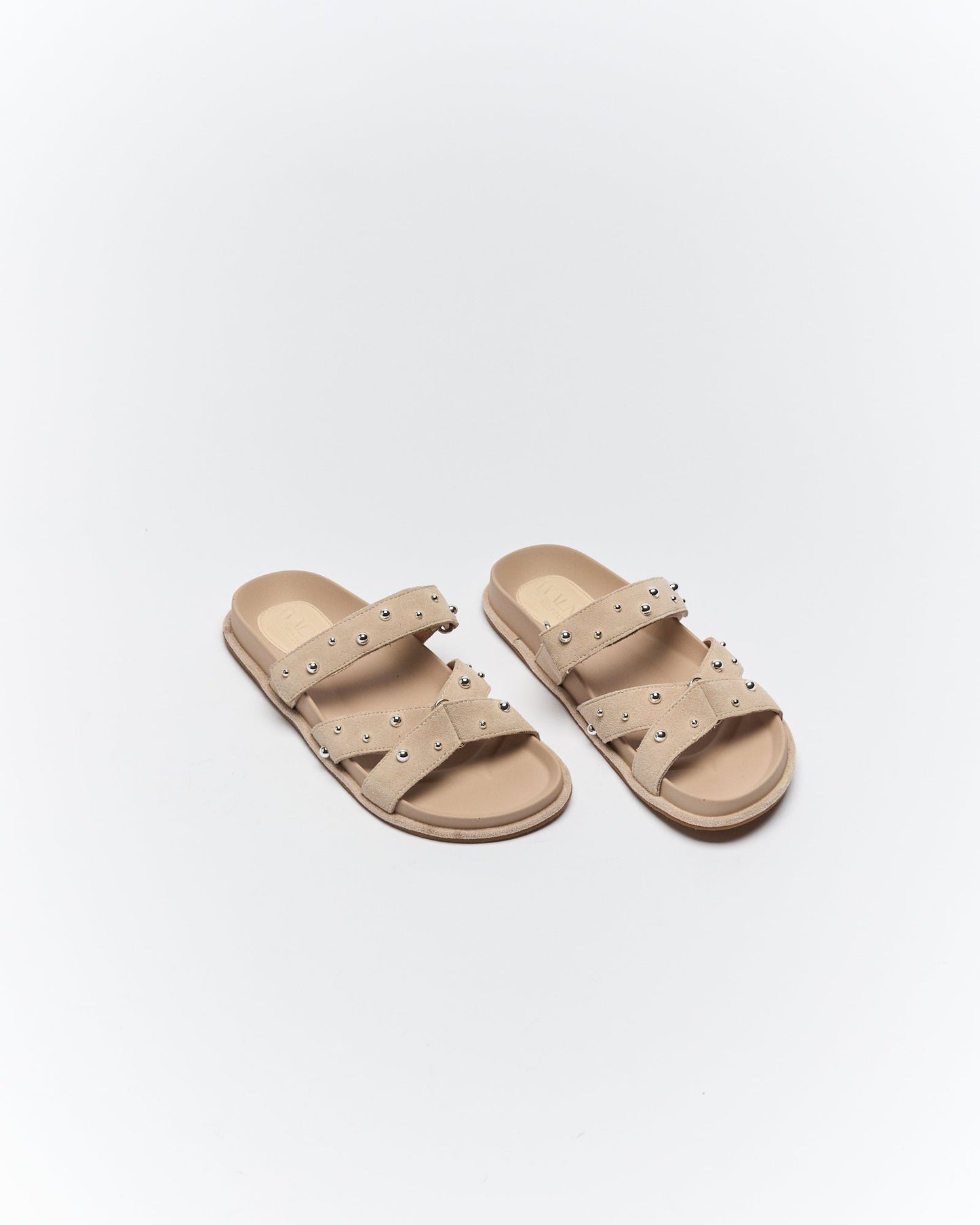 Walnut Melbourne Paxon Leather Slide (Beige Suede)