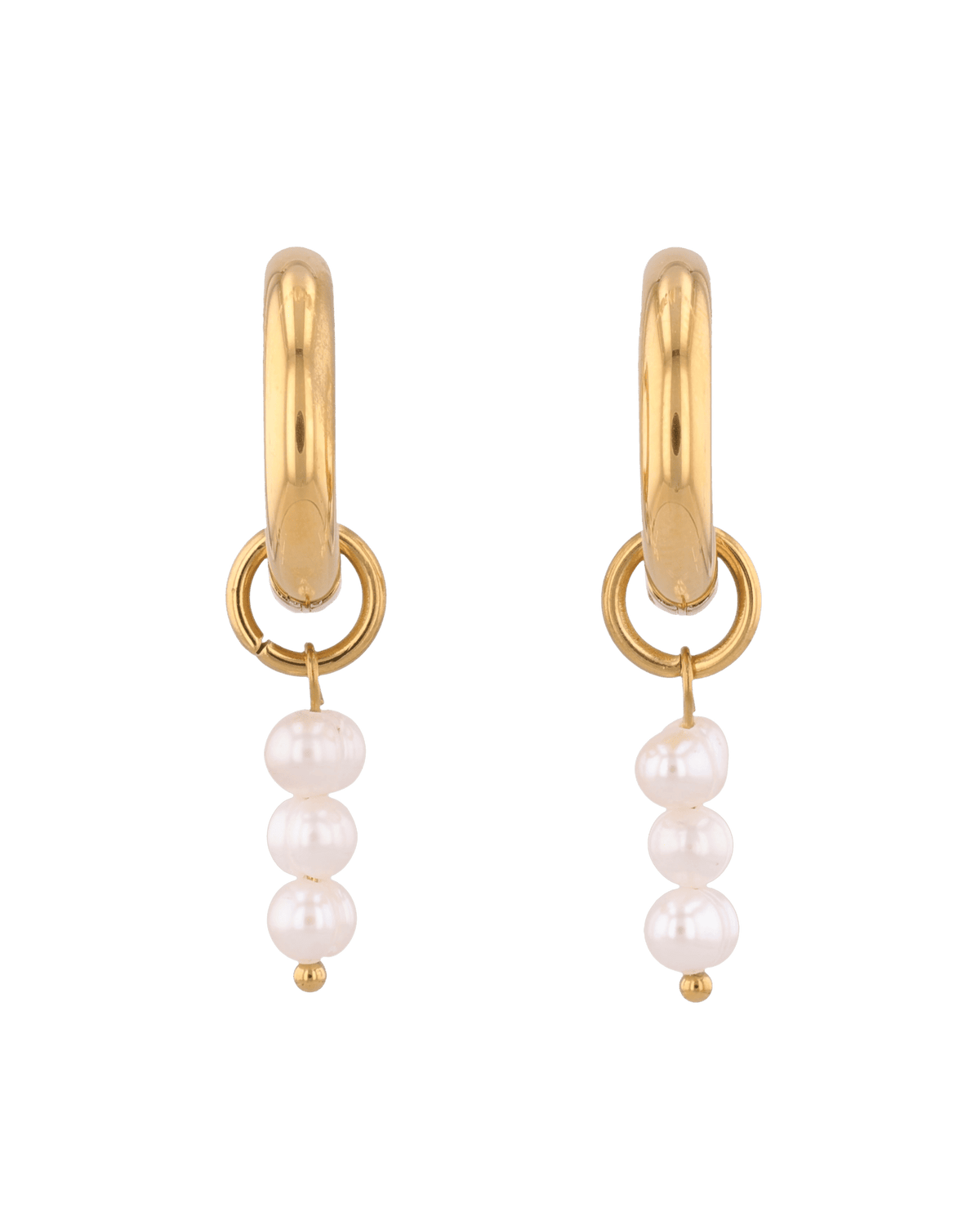 LAVANA Pebble Pearl Charm Gold Huggie Earrings