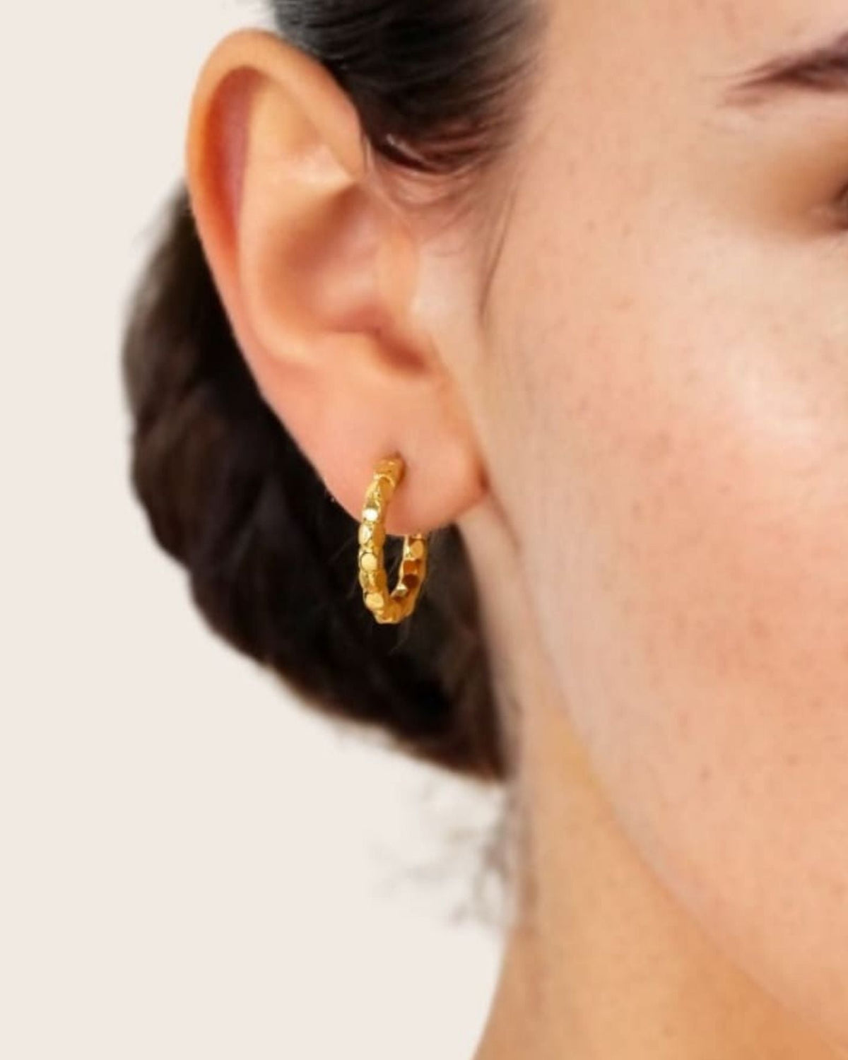LAVANA Pebble Textured Gold Hoop Earrings