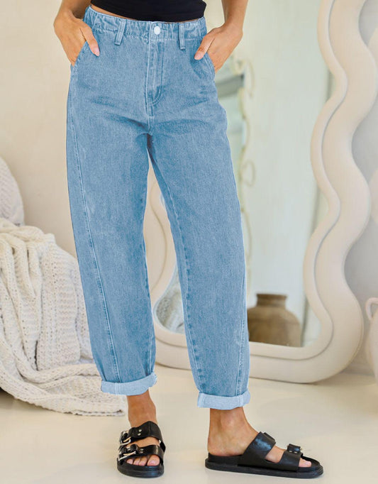 Image of Jeans. Productname: Peyton Stretch Barrel Jean - in Light Mid Wash colour by brand - 132 Fashion