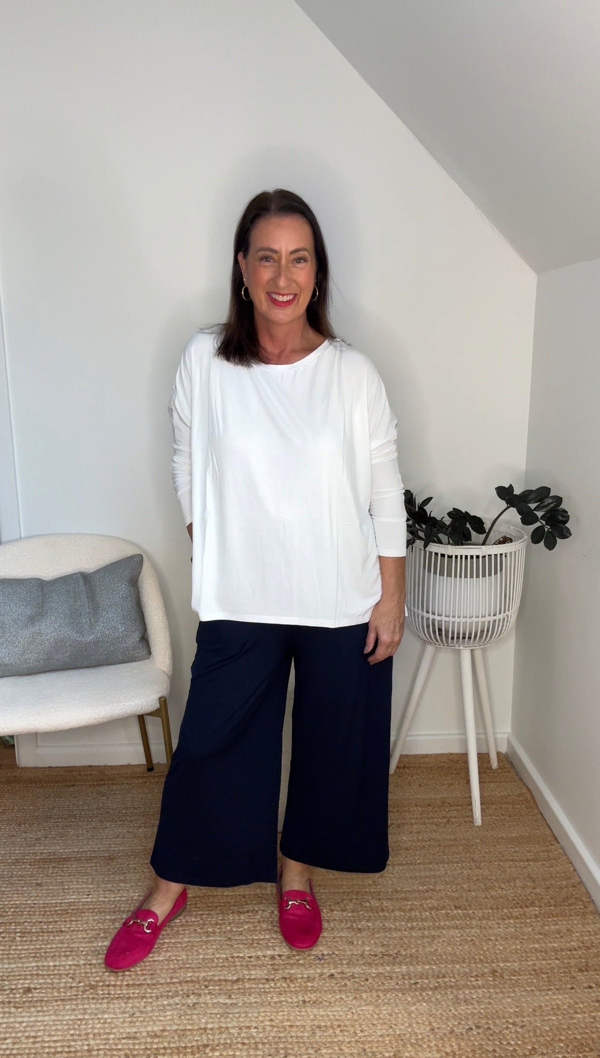 Lou Lou Gina Long Sleeved Bamboo Top (White)