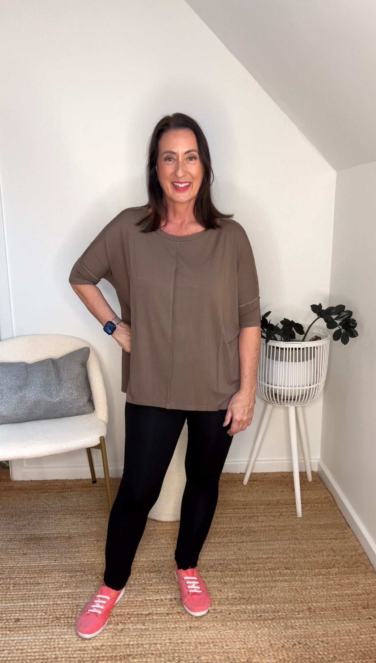 Lou Lou Stella Oversized Bamboo Slouch T-Shirt (Chocolate)