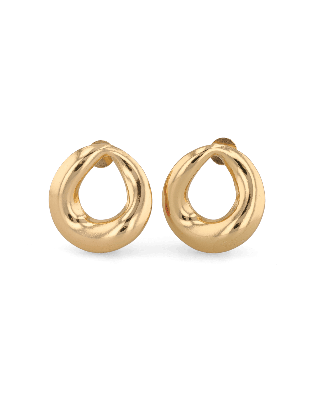 Image of Earrings. Product name - Pia Loop Gold Stud Earrings in colour by brand - LAVANA