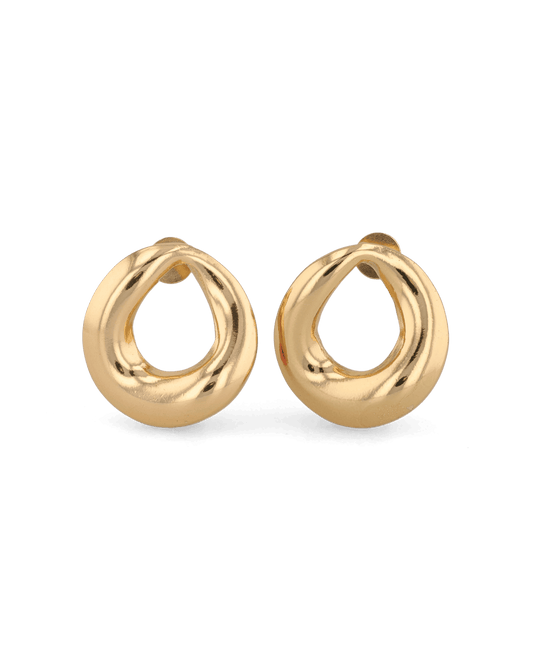 Image of Earrings. Product name - Pia Loop Gold Stud Earrings in colour by brand - LAVANA