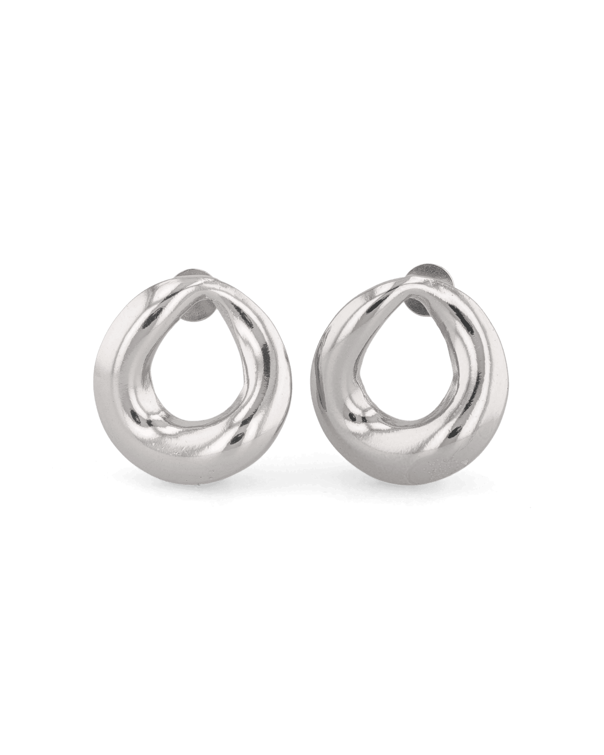 Image of Earrings. Product name - Pia Loop Silver Stud Earrings in colour by brand - LAVANA