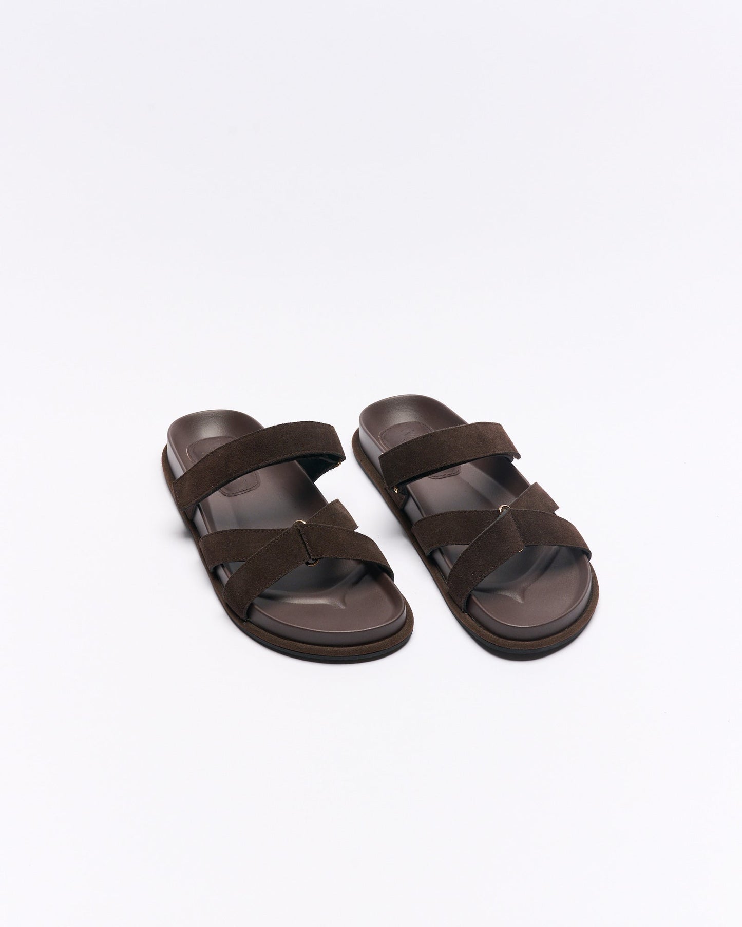 Walnut Melbourne Pierce Leather Slide (Bitter Chocolate Suede)
