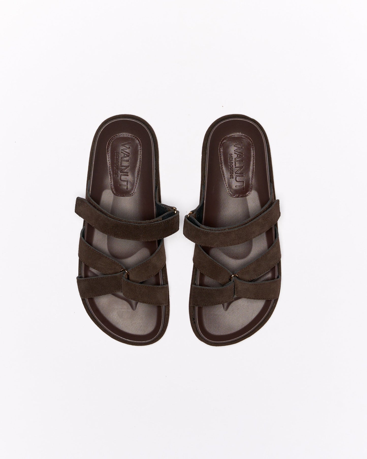 Walnut Melbourne Pierce Leather Slide (Bitter Chocolate Suede)