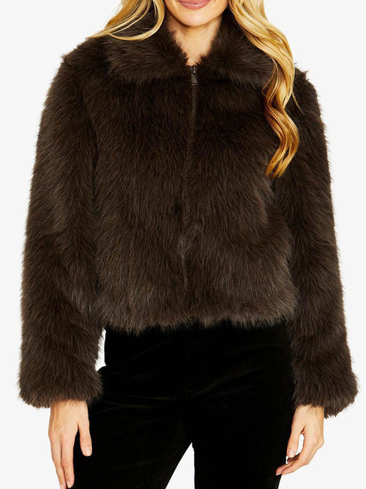 Image of Coats & Jackets. Product name - PINGPONG WINTOUR FAUX FUR JACKET in Walnut colour by brand - Ping Pong
