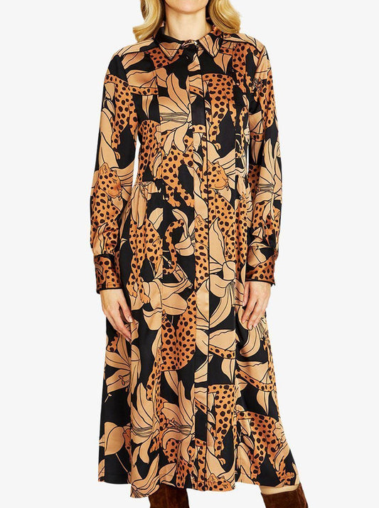 Image of Dresses. Productname: PINGPONG SPLICE ANIMAL MIDI DRESS in Animal colour by brand - Ping Pong