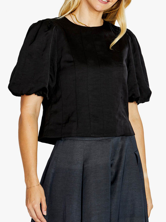 Image of a model wearing Tops. Product name - Pingpong Ellie Panel Top in Black colour by brand - Ping Pong
