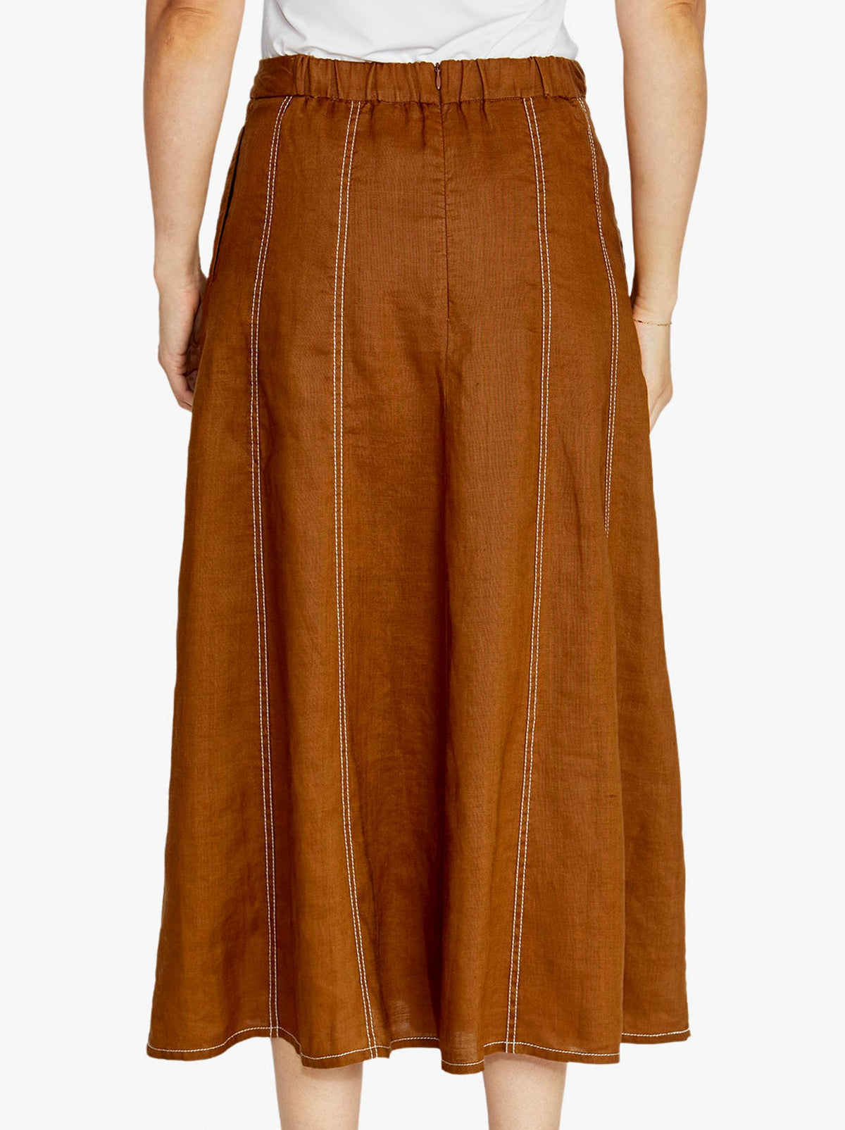 PINGPONG RITA CONTRAST PANEL SKIRT (Coffee/White)
