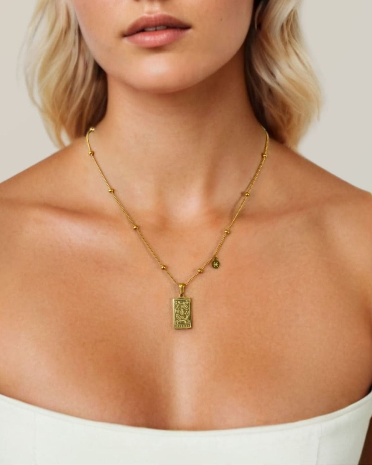 LAVANA Pisces Gold Zodiac Tag Necklace