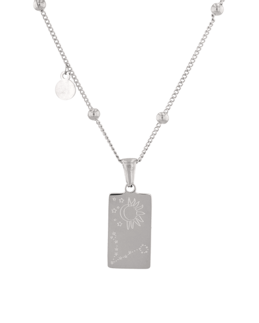 LAVANA Pisces Silver Zodiac Tag Necklace